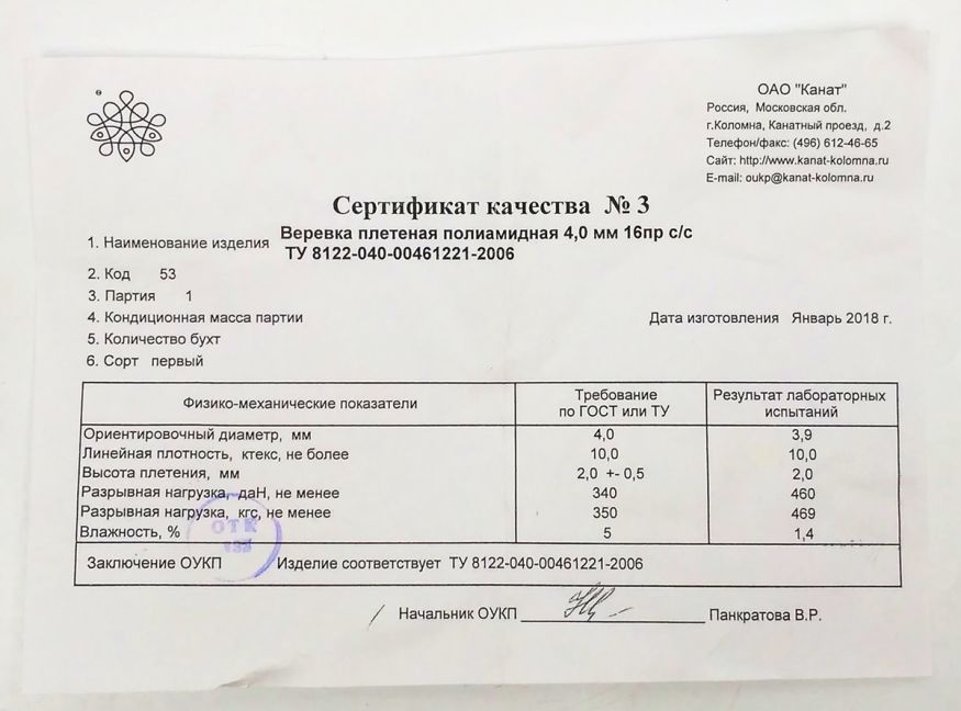 Репшнур Коломна 4 мм, белый