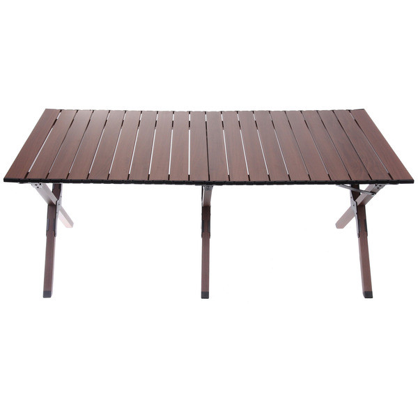 Стол кемпинговый складной, 114*59*43 см, цвет: темное дерево, каркас алюминий