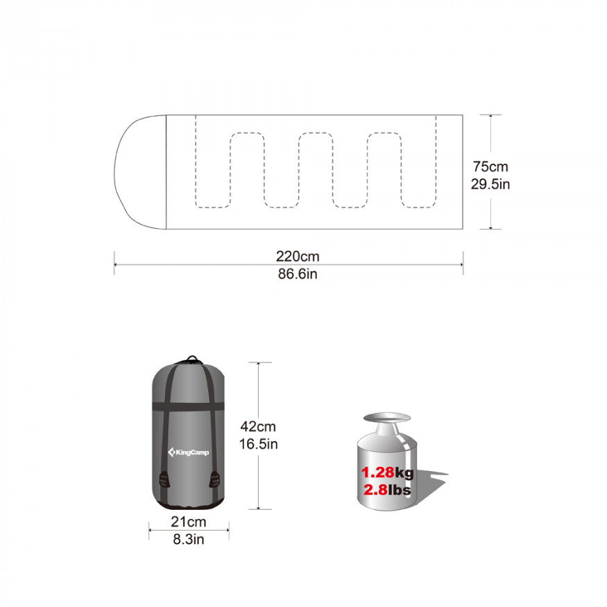 Спальный мешок OASIS 250 -3С серый, правый, King Camp