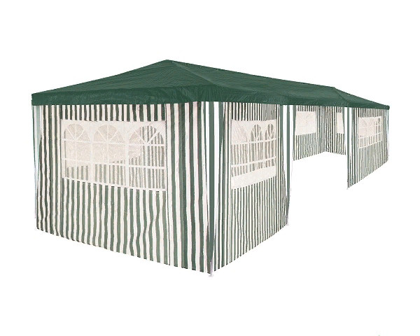 Тент садовый из полиэтилена 9x3x2,5 (8 стенок с окошками)